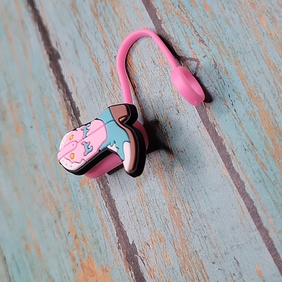 Pink Cowboy Boot Straw Topper - Picture 4 of 5